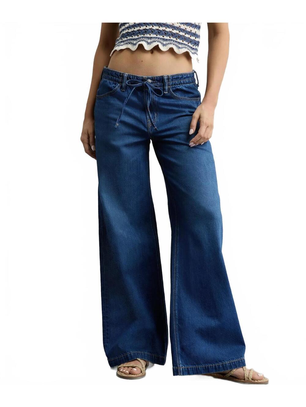 AE Dreamy Drape Strigid Low-Rise Ultra Wide-Leg Jean American Eagle NWT 2R